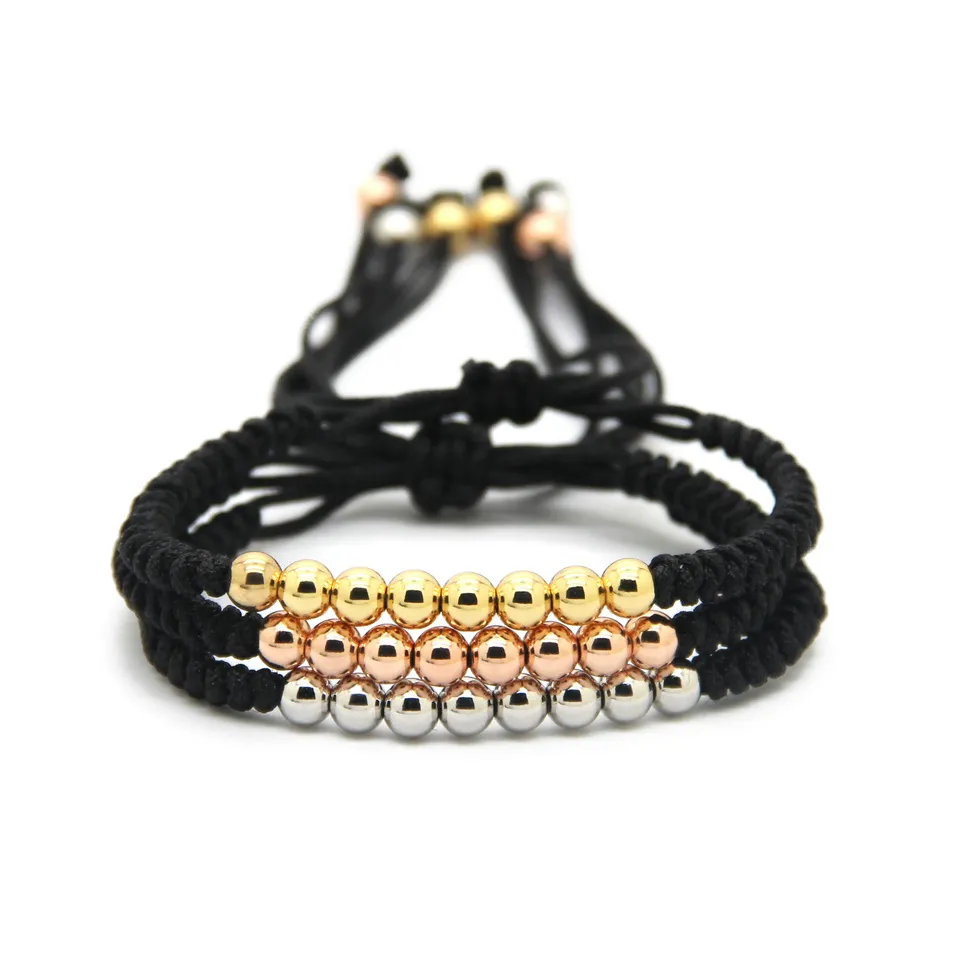 Atacado 10 pçs / lote 6mm Preto Corda Anil Arjandas Misturar Cores Trança Macramé Pulseira Melhor Presente Da Moda Jóias