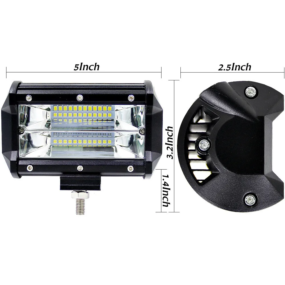 5INCH 72W 6000K Spotlampa LED Light Bar Modifierad Off-Road Driving Lights Takljus Bar LED Work Light Bar