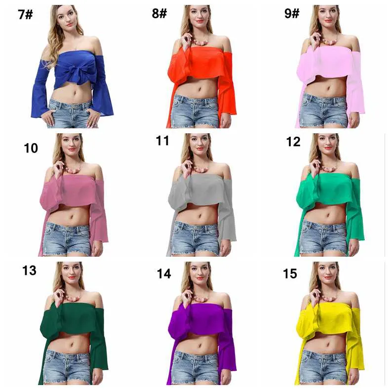 Solid Pure Color Dames Strapless Collar Ribbon Dames T-shirt Meisjes Mode Tank Top Europa en de Verenigde Staten Dame Shirt