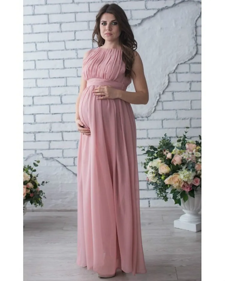 Maternity Photography Dress Sleeveless Chiffon Maxi Floor-Length Lace-Up  Back XL L XXL Pink White Blue from Dhgate Maternity Dresses - price 27.89