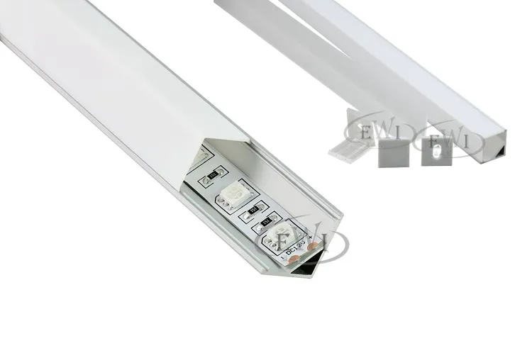 10 x 1m Sats / Al6063 T6 LED Strip Aluminium Profil 90 graders hörnlös aluminiumprofil LED för SMD3528 Kök eller skåpbelysning