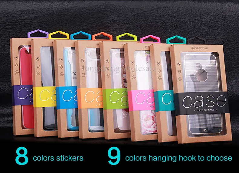 Renkli Kişilik Tasarım Lüks PVC Pencere Ambalaj Perakende Paketi Kağıt Kutusu Cep Telefonu Kılıfı Hediye Paketi Aksesuarları için DHL