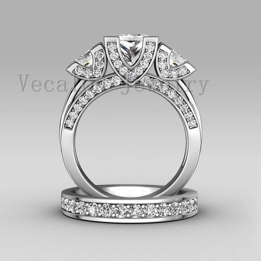 Vecalon Handmade Moda Pierścień Ślub Band Pierścień Dla Kobiet 6CT CZ Diamond Ring 925 Sterling Srebrny Pierścień Palca Zaręczyny