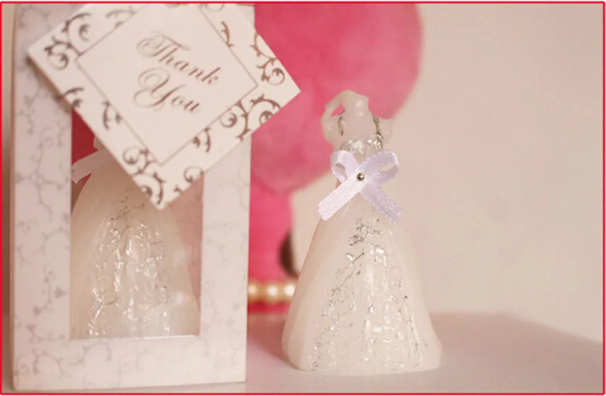 New White Bridal Wedding Dress Shape Candle Bougie Wedding Party Decor Candle