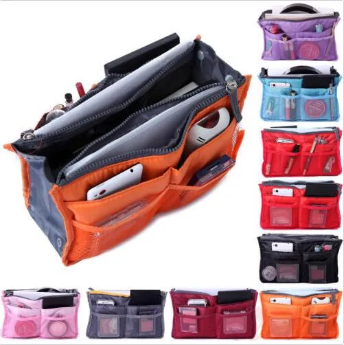 Inserir Bolsa Bolsa Organizador Dual Bag no saco Maquiagem Cosméticos Case Tidy Armazenamento de Viagem Sacos Sundry MP3 / MP4 sacos bolsa bolsa B3320