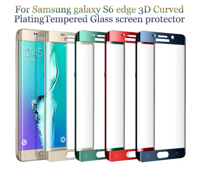 Protector de pantalla completa curvo 3D de 0,2 mm para Galaxy S6 edge S7 Vidrio templado para S6 edge Plus con caja al por menor