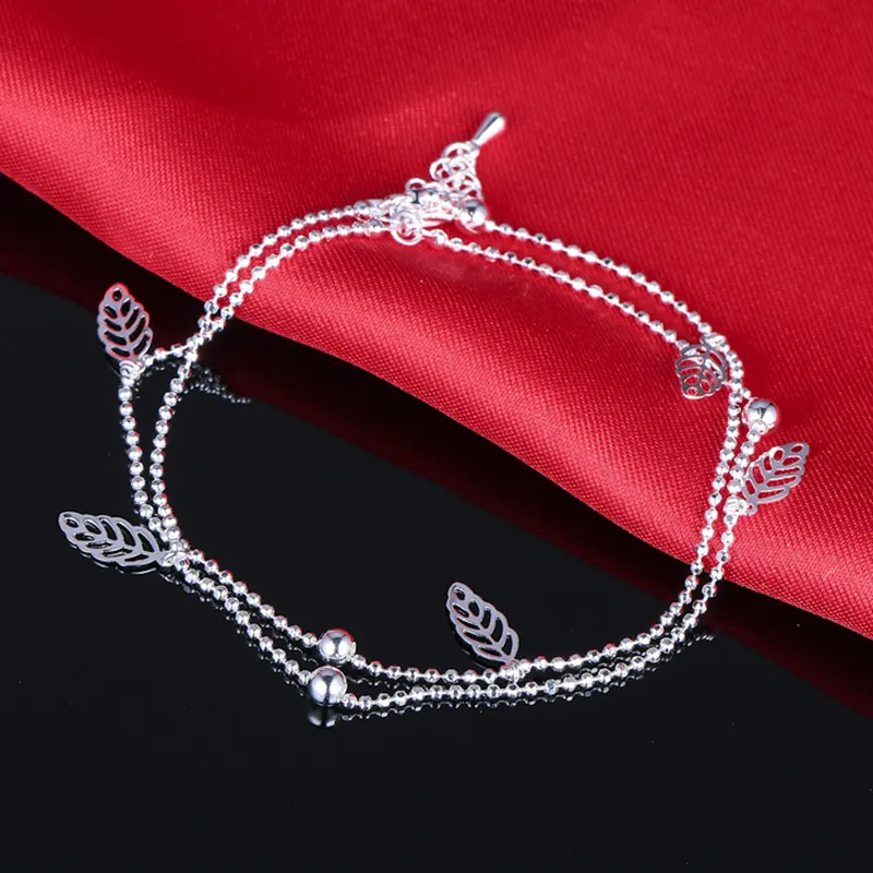 Varejo 925 sterling silver Anklet Único Agradável Sexy Simples Contas de Prata Anklet Tornozeleira Pé Jóias