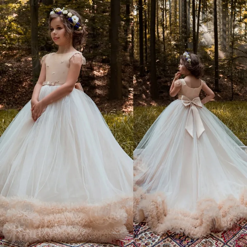 Vintage Beaded Ball wedding guest gowns Flower Girl Dress for