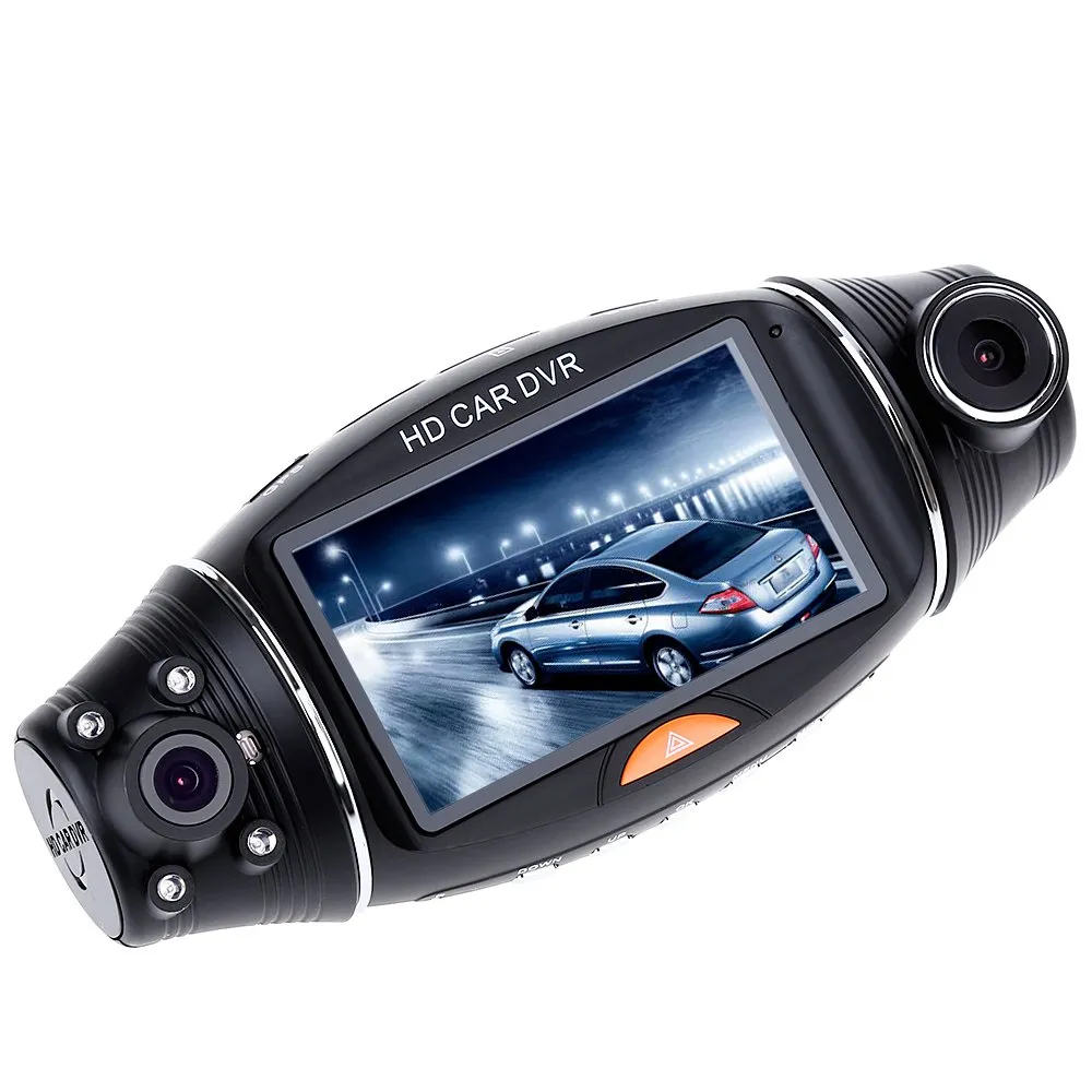 Original USB 2.0 Tipo de Interface de visão Noturna 2.7 polegada R310 HD 1080 P Dual Lens Carro DVR IR Night Vision Câmera de Visão Traseira Gravador