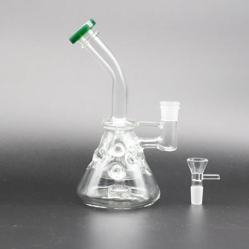 Bong di vetro alto 20 cm Bong di vetro 14,4 mm Giunto con pezzo di cono Inline Percolato Water Piper Heady Water Pipes Recycler Oil Rigs Nave libera