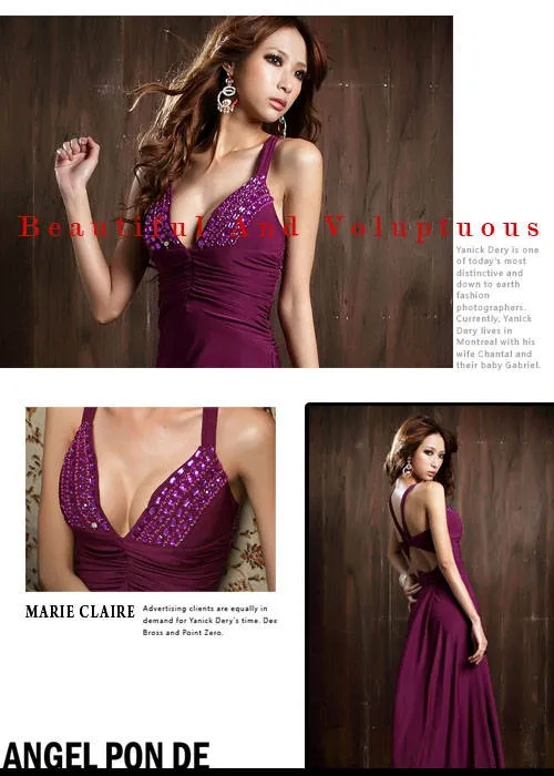 Hot Summer Women's Sexy V Neck Long Dress Beaded Bandage Prom Evening Party Dress Bodycon Slim Backless Cocktail Full Dresses Purple