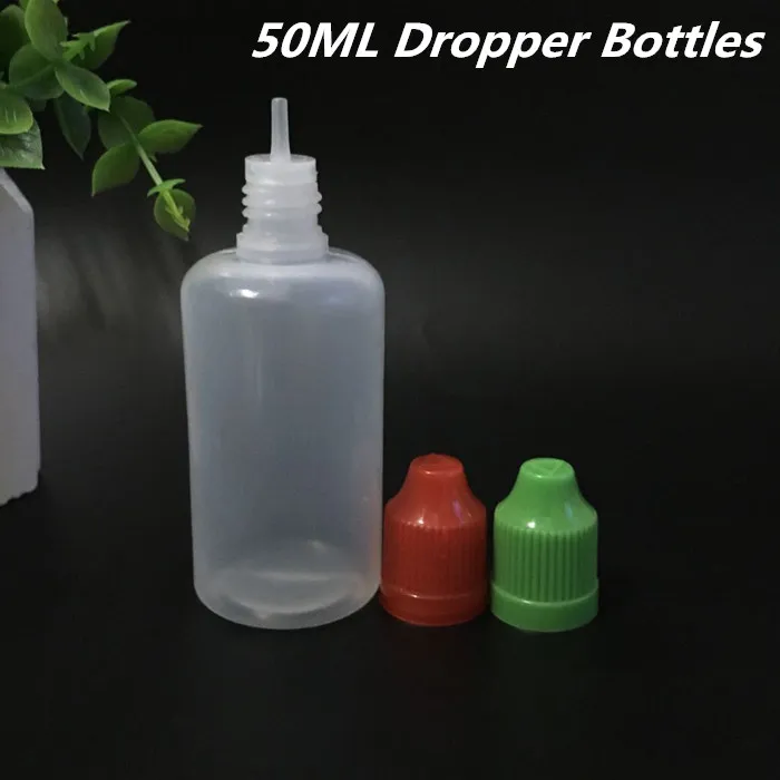 1000pcs agulha para garrafas coloridas / CTN 50ml PE plástico Dropper Bottles CRIANÇA Caps Proof Dicas LDPE Para E Vapor Cig líquidos