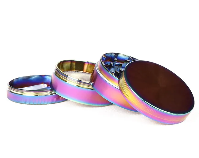 Bellissime smerigliatrici arcobaleno da 40mm/50mm/55mm/63mm con 4 parti smerigliatrice materiale in lega di zinco top smerigliatrici erbe tabacco frantoio spezie