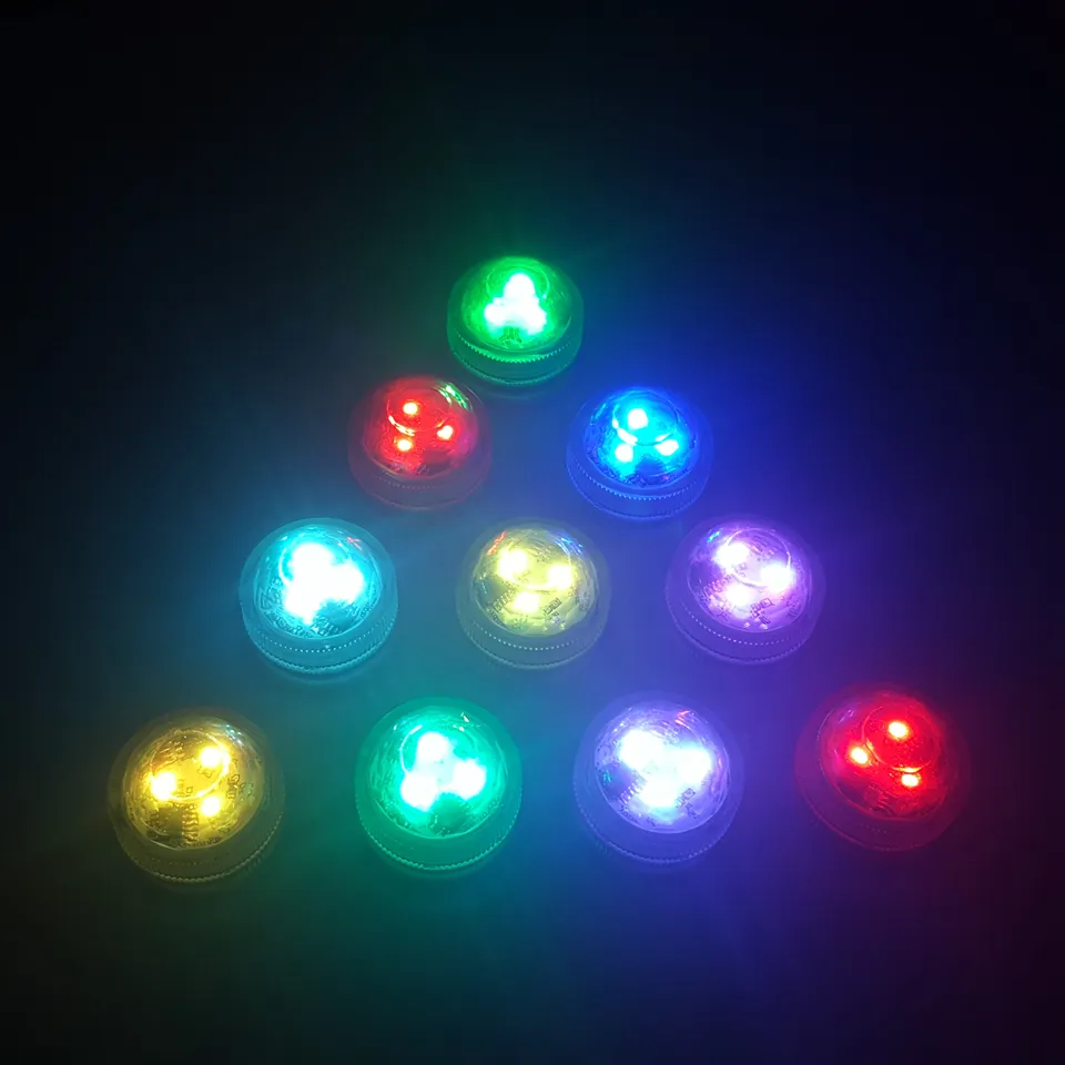 Światła LED na imprezę, 3 LED Lampki zatapialne do ślubu Wyszukiwarka Shisha Bong Decor, zdalnego sterowania Tealight Candle Light Waterproof RGB