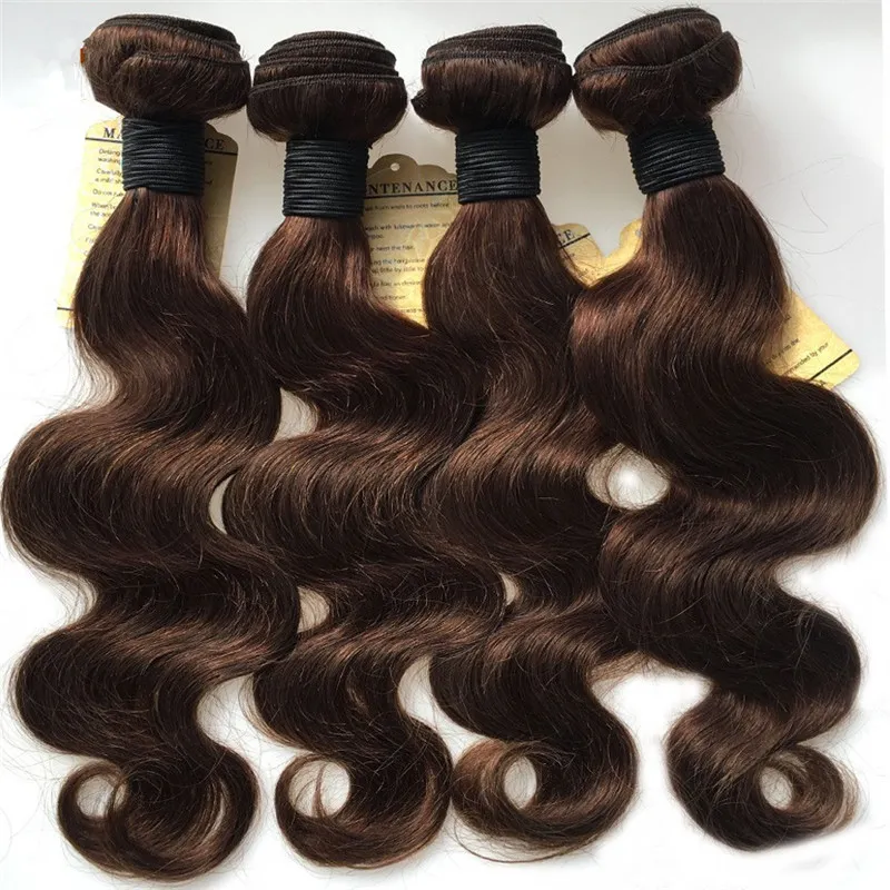 Natural Brown Human Hair Weave Body Wave #4 Dark Brown Mink Brazilian Human Hair Bundles Chocolate Brown Body Wave Hair Wefts