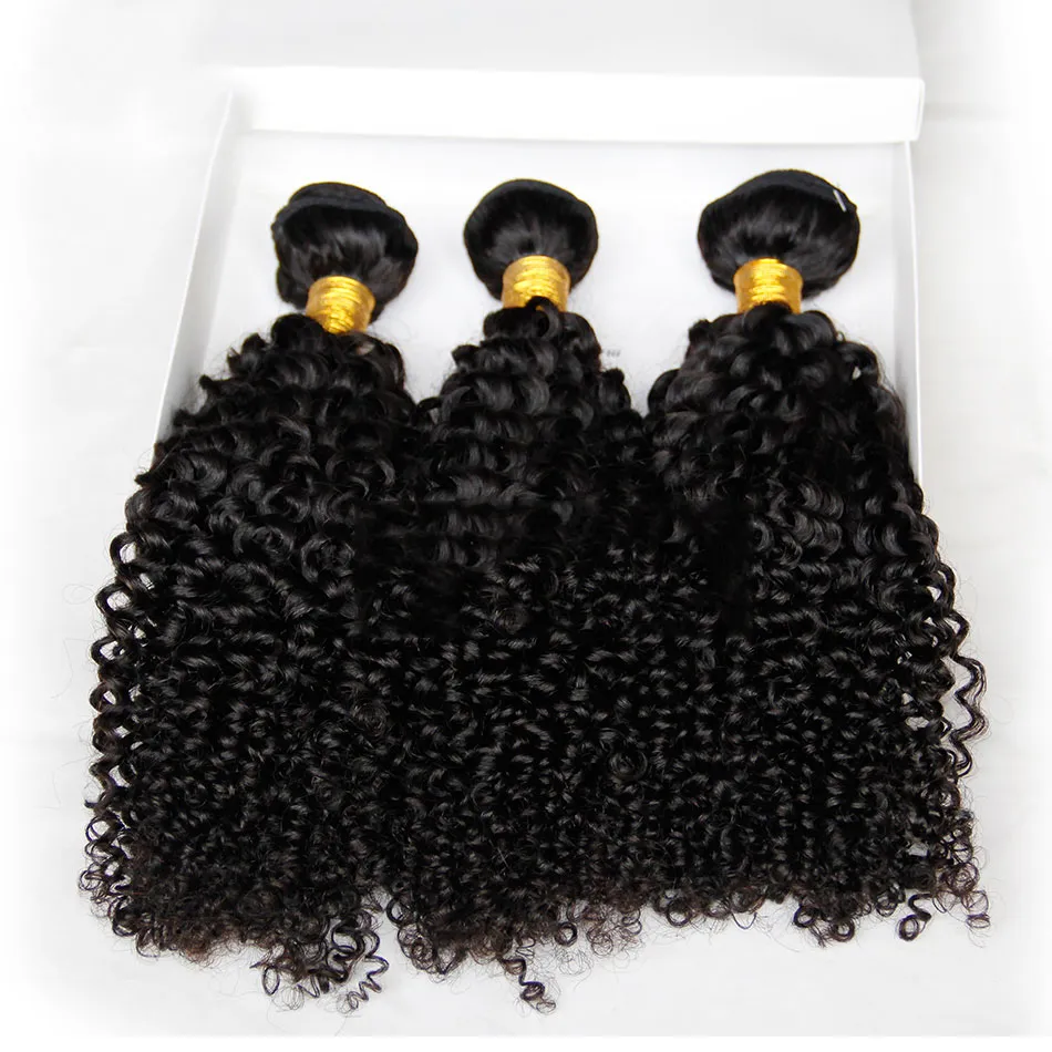 4 pcs lote 8-30inch Malaysian Kinky Curly Virgem Grau de Cabelo 7A Não Transformado Malásia Curly Cabelo Humano Weave Natural Preto Grosso Extensão Suave