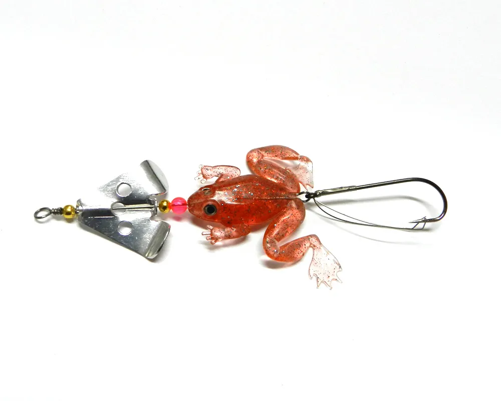 Hengjia 50 Stück Gummi-Froschköder, weiche PVC-Angelköder, 11,5 cm, 6,2 g, Spinner-Löffelköder, Bass-Kurbel, Salzwasser-Karpfen-Angelgerät