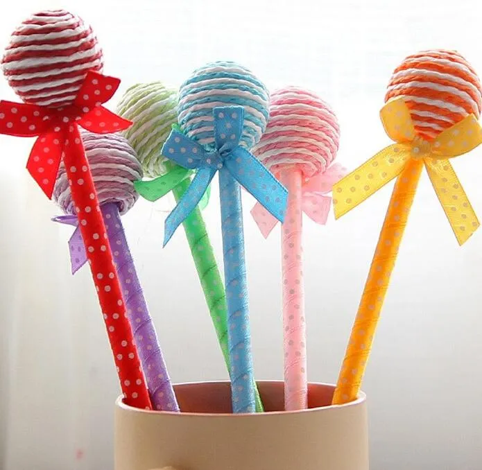 Novelty Plastic Kawaii Candy Color Pens Shape Ball Point Lollipop Ballpoint Pen Cute Stationery School Supplies G881267k