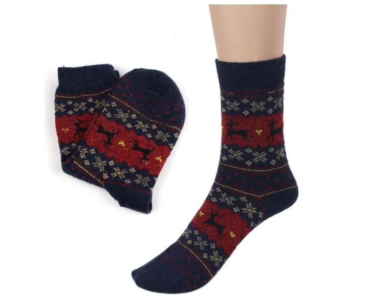 Newly Design Christmas Reindeer Moose Design Casual Warm Winter Knit Wool Socks For Women Natale Ingrosso Xmas