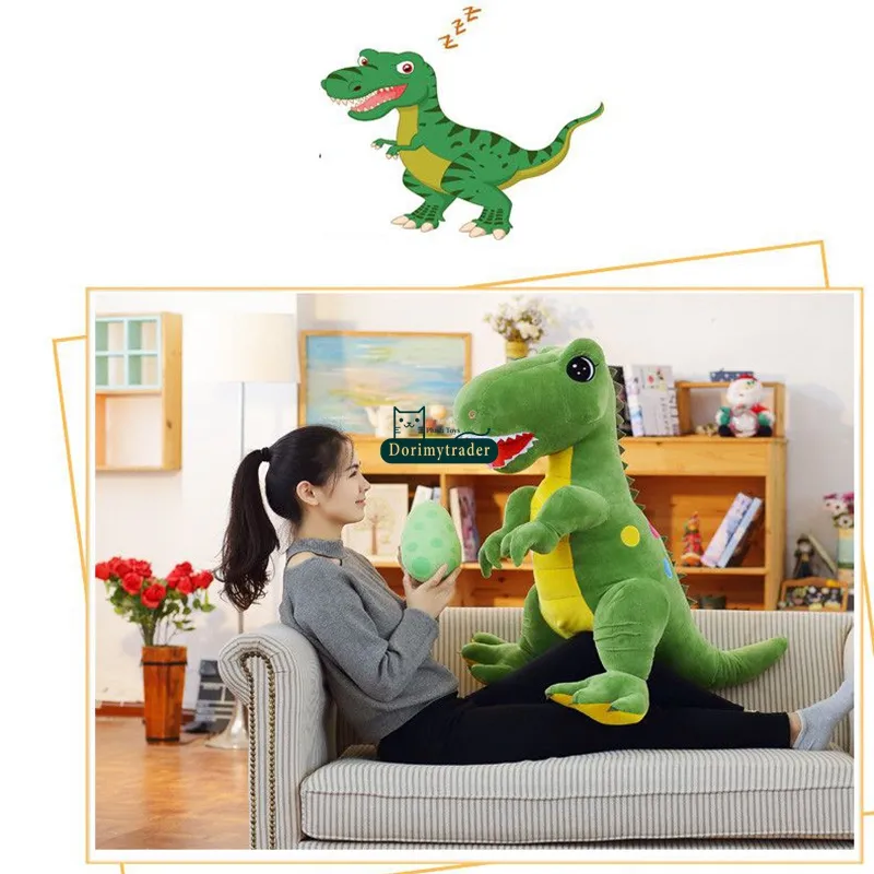 Dorimytrader large pop anime Tyrannosaurus rex plush toy huge cartoon dinosaur doll dinosaur eggs christmas gift 63inch 160cm