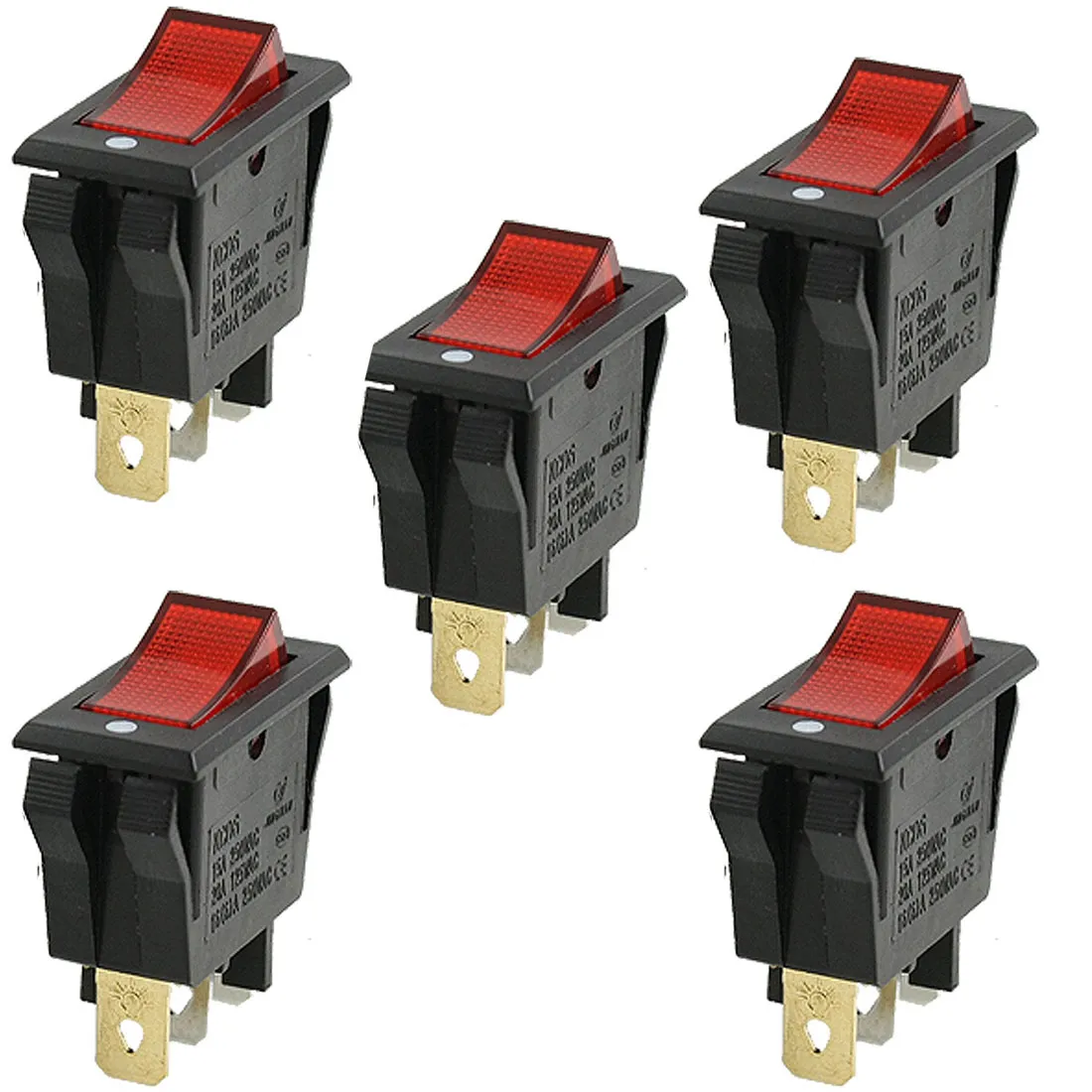 5Pcs RED Light Illuminated ROUND 2 Position BOAT Rocker Switch 3 Pin 24V AC/DC 