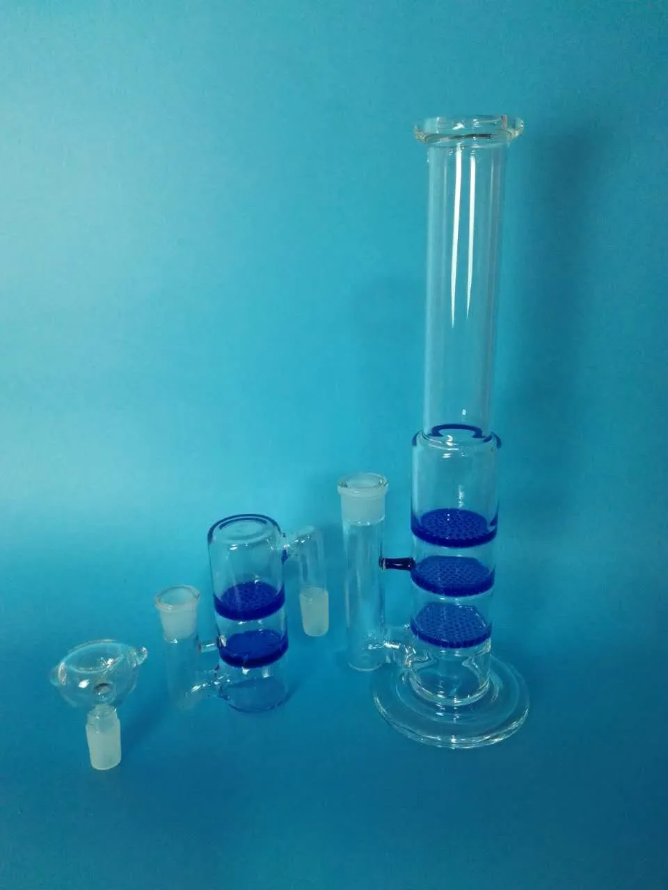 Glazen waterpijpen, rokende Water Bong .cheap glazen buizen. Moking waterleidingen, inclusief een reeks accessoires te koop.H: 32cm D: 5cm