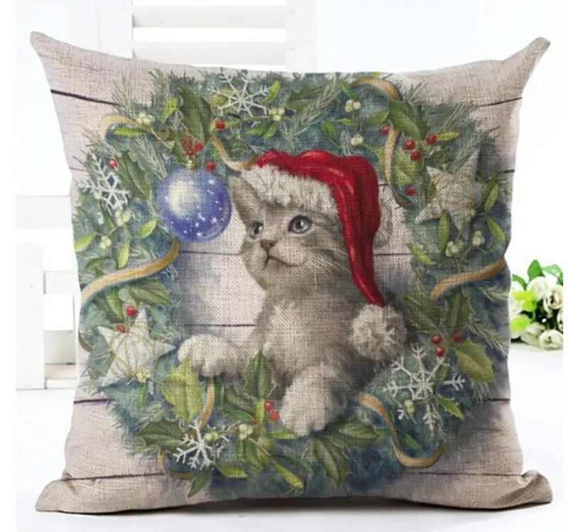 45 * 45cm Xmas Pillow Natal Case Capa rena Elk Jogue Sofá sesta capas de almofada Papai Noel Home Decor