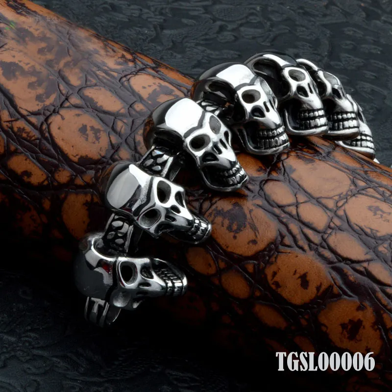 Personalità Vintage Titanium Steel Skull Catene Bracciali Braccialetti Brace pizzo Gioielli maschili Alta qualità