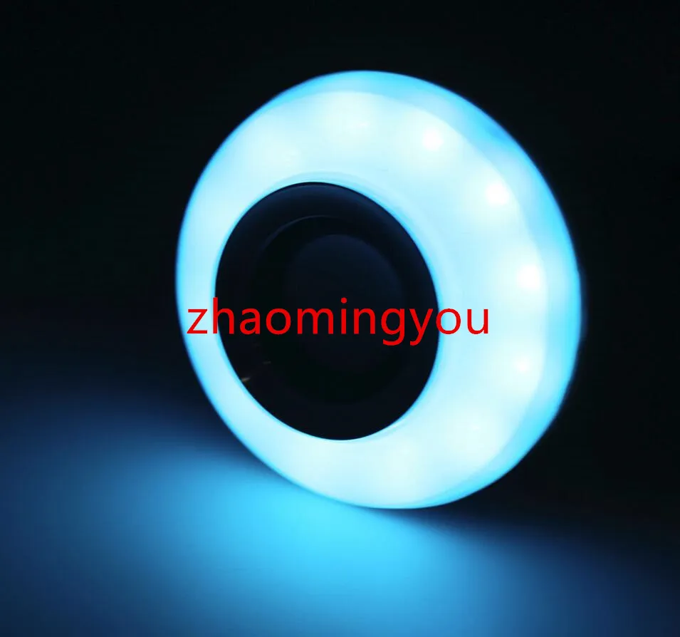 Draadloze E27 12W Bluetooth Afstandsbediening Mini Smart LED Audio Speaker RGB Kleur Licht Warme Lamp Muziek Lamp5709227