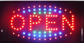 Meistverkaufte Led Open Sign Neonlicht 10 * 19 Zoll Indoor Kunststoff PVC Rahmen Display Kostenloser Versand