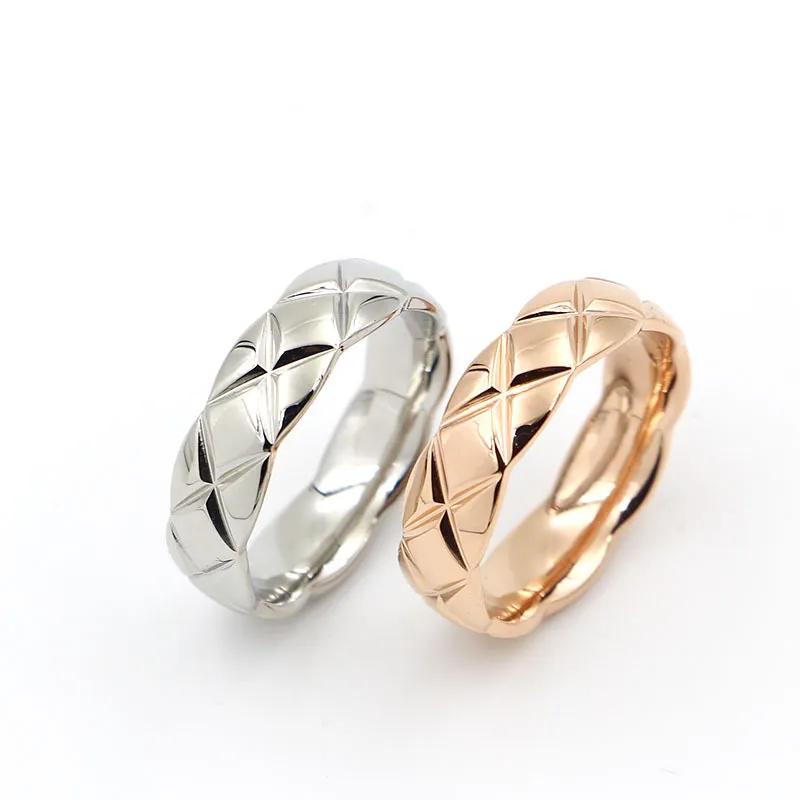 5.7mm 316L Rvs Mode Cross Rings Cut Mesh Sieraden Voor Vrouw Man Lover Rings 18K Gold-Color and Rose Sieraden Bijoux Geen Logo