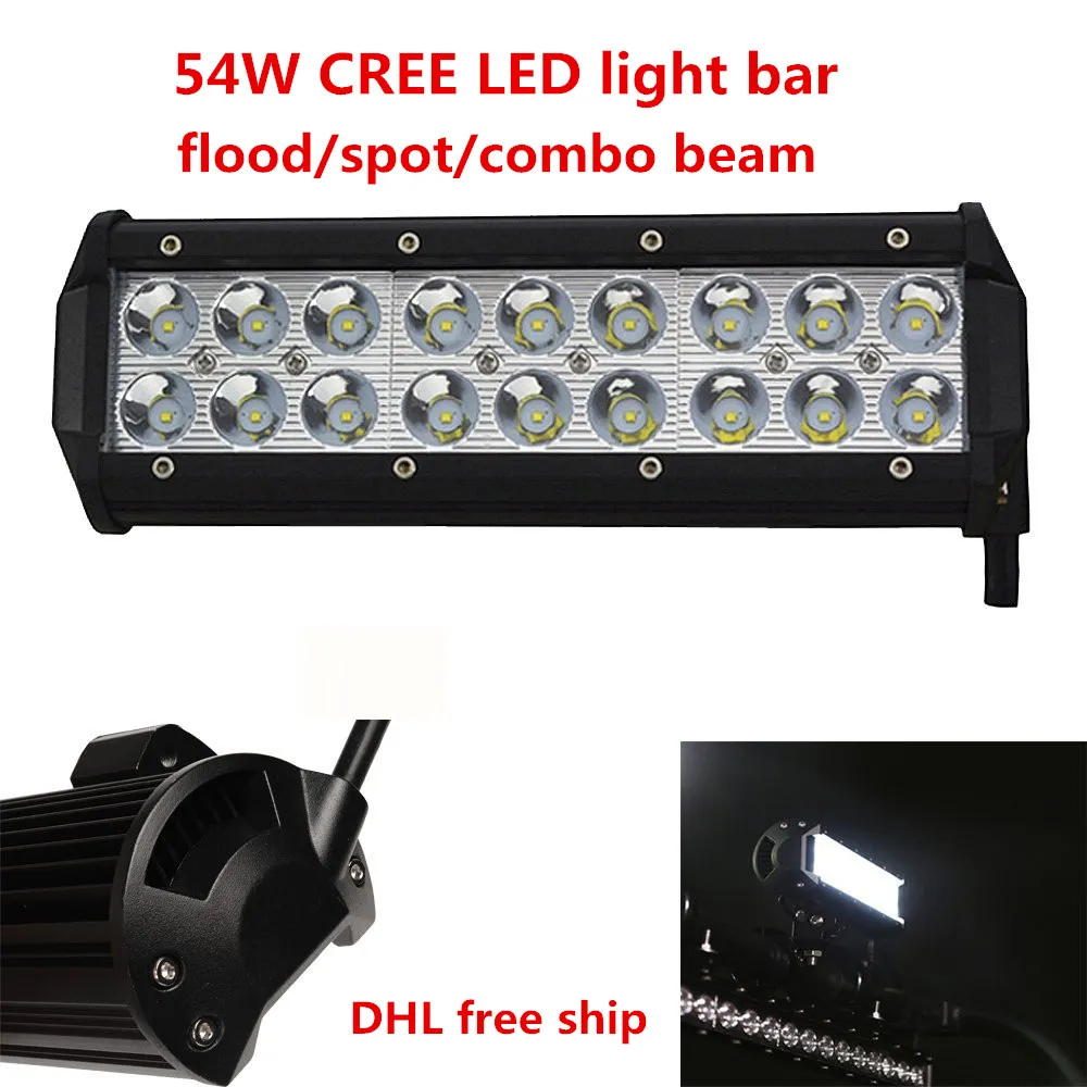 Iluminação 9 polegadas Branco 54W LED Work Barra de luz 4 * 4 Barco de caminhão de inundação Offroad UTV