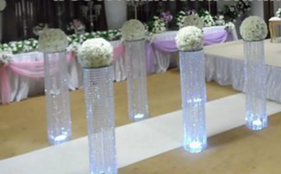 8st Wedding Decoration Crystal Pillar sockel Props Flower Stand Aisle Road Lead With LED Light Table Centerpieces For Home Weddin6661751