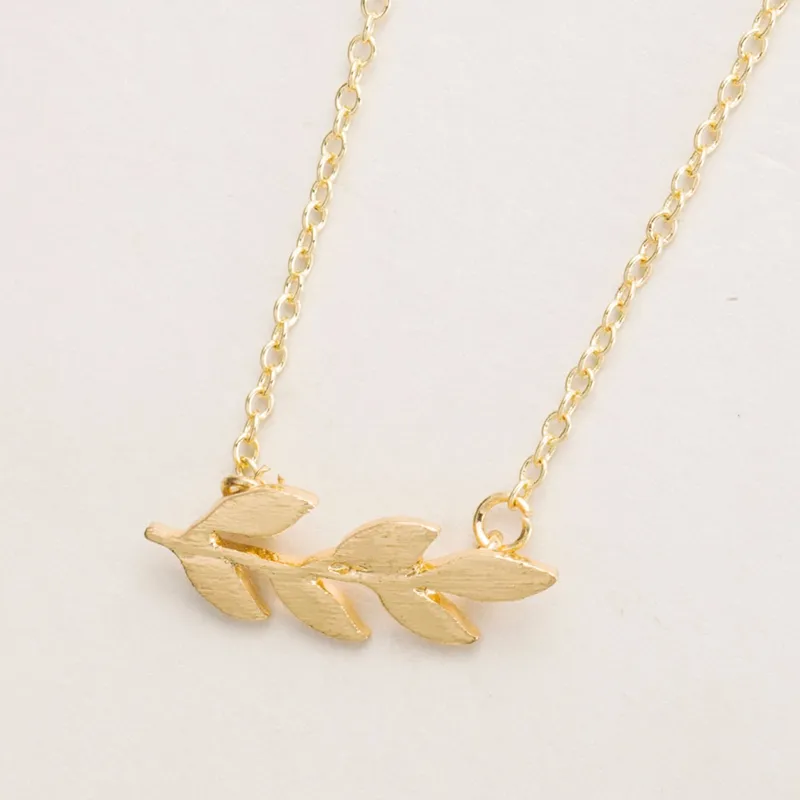 Everfast Wholesale Bohemian Gold Silver Plated Organic Laurel Tree Leaf Necklace Leaves Pendant Necklace Plant Fashion Jewelry