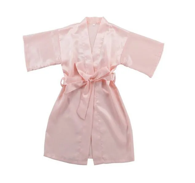 Enfants satin rayonne solide kimono robe peignoir enfants de nuit pour le mariage de fête de spa anniversaire 3075516