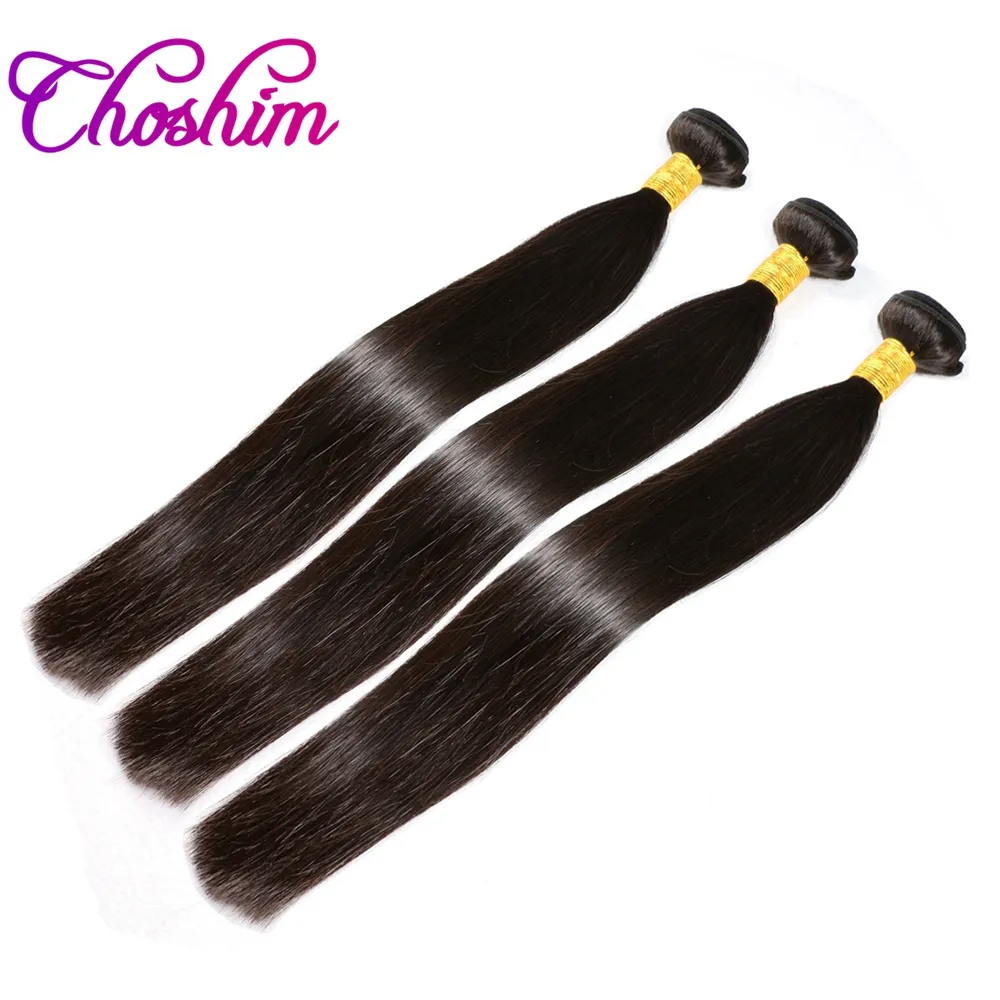 Choshim 3orBrésiliens Remy Cheveux Raides Avec Fermeture De La Base En Soie Droite Vierge Cheveux Soie Base De Fermeture Avec Des Paquets de Cheveux Humains 10A