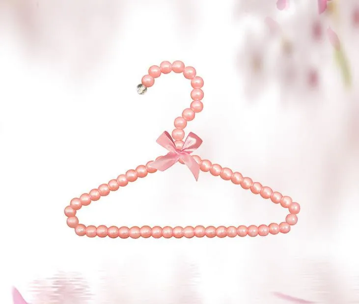 Colorful Pearl Clothes Rack Teddy Dog Clothes Hangers 20cm 40 cm Bowknot Pearl Hangers for Baby Infant /Adult Fashion Pearl Hanger