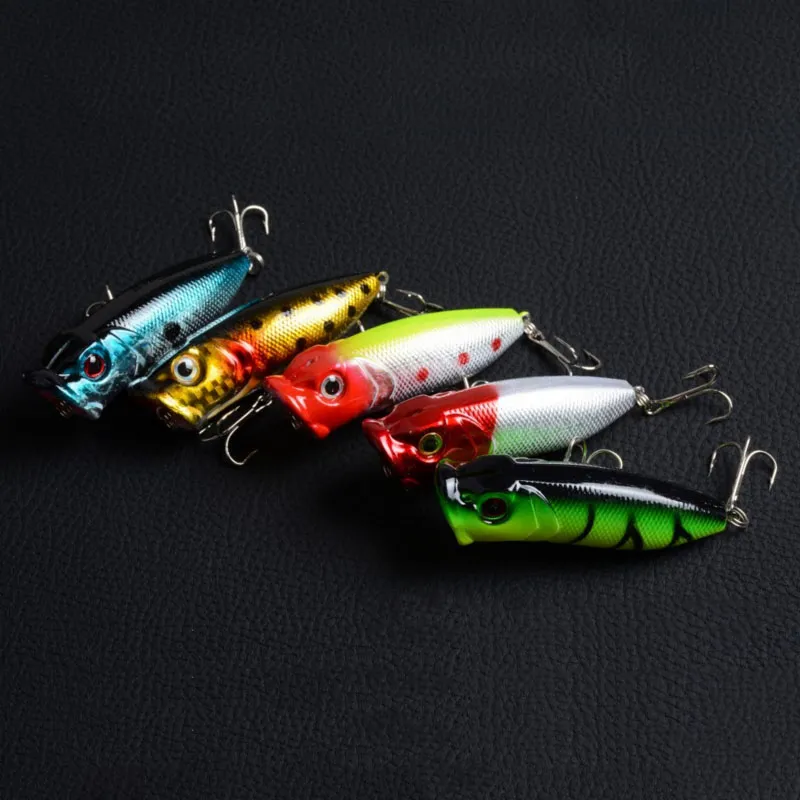 5 ألوان 0.46 أوقية 2.56 بوصة سحر الصيد العائم Topwater Poper Poper مع السنانير Crankbait الطعم الصلب