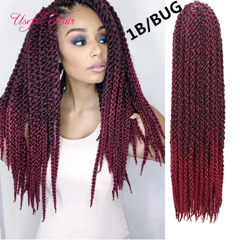 3D Cubic Twist Synthetic Szydełkowe warkocze Hair Extensions Ombre Splatanie Syntetyczne oplatanie Pudełko Włosów Braid Malibobo Pleciony w wiązkach