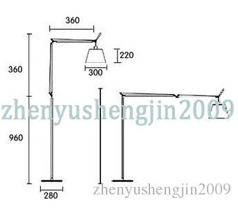 Metalen vloerverlichting Design door Michele de Lucchi en Giancarlo Fassina vloerlamp Hoogte Adjstable Floor Lighting