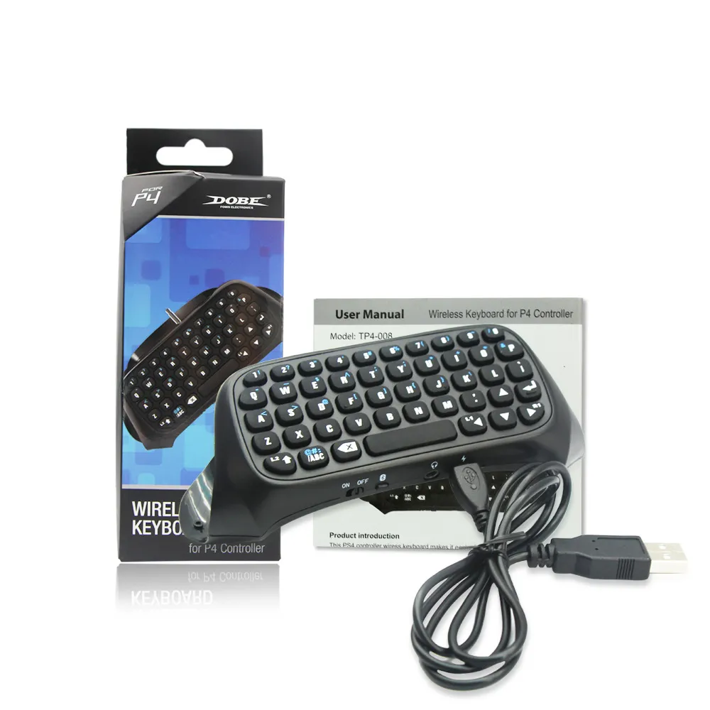 DOBE 3,5 mm Bluetooth Mini Chatpad sem fio Mensagem Teclado QWERTY Tecla completa para PS4 PS 4 P4 PlayStation Controller