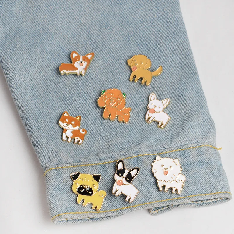 Poodle Pomeranian Corgi Bulldogs Broches de Cão Esmalte Duro Pin Lapela Pin Emblema Presente Para Os Amantes do Cão