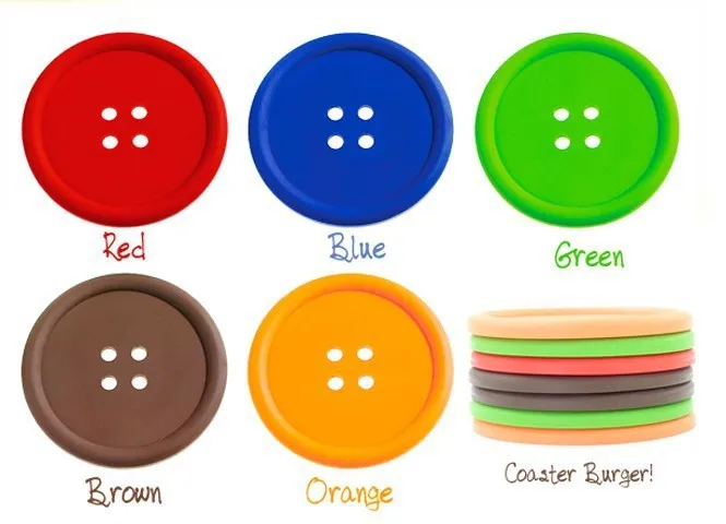 Round Silicone Coasters Button Coasters Cup Mat Home Drink Placemat Tableware Coaster Cups Pads 