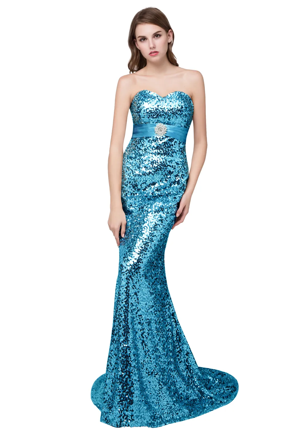 2017 New Sequins Royal Blue Gold Black Mermaid Evening Dresses In Stock With Crystal Beaded Sweep Train Bling Prom Party Gowns1165194