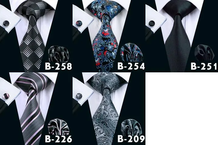 Mans Preto Formal Laços Bussiness Gravata Gravata Definir Moda de Alta Qualidade Gravatas De Seda Para Os Homens Marca gravata Gravata