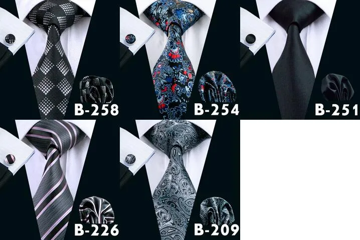 Mans noir cravates formelles Bussiness cou cravate ensemble mode haute qualité cravates en soie pour hommes marque cravate Necktie292J