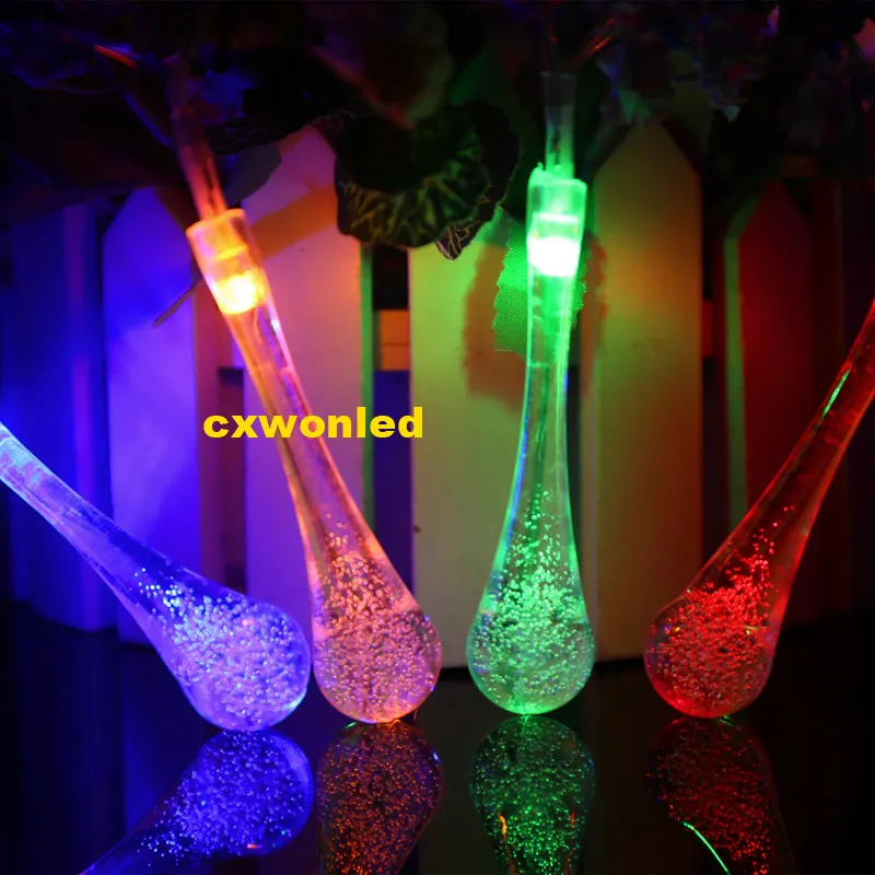 6,6ft 2m 20 LED Crystal Water Drop Battery Powered Light String Light för Party Christmas Wedding Home Fairy Light Strängar