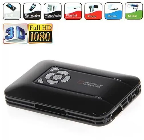 Ny K5 + Full HD Media Center 1080p Multimedia Mini Portable Media Player USB-värd för extern hårddisk Gratis frakt