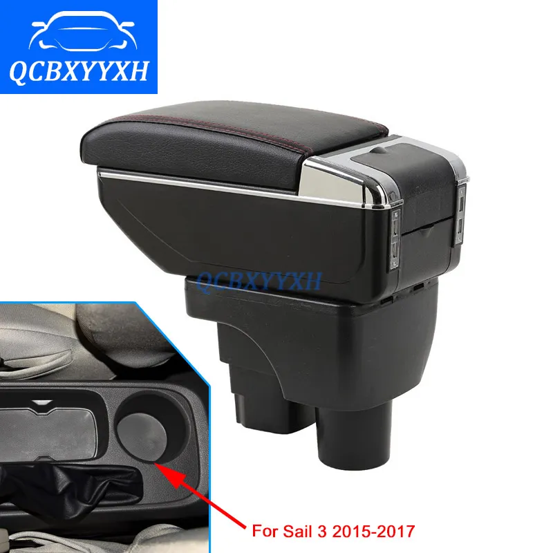 Boîte de rangement centrale d'accoudoir pour Chevrolet Sail 3 2015 – 2017, noir gris crème, cuir ABS avec accessoire cendrier gagnant de la coupe