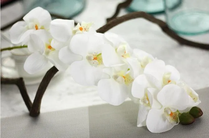 ORQUÍDEAS DE TOQUE REAL 72 cm Flores artificiales Simulación Princesa Mariposa Orquídea Phalaenopsis para Flor de boda es revestimiento de goma PF13